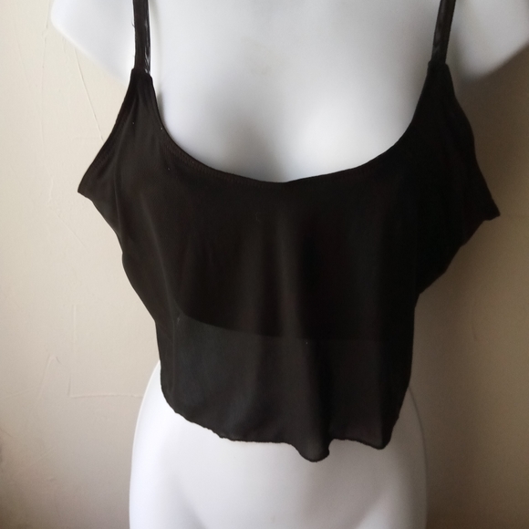 LA Apparel Micro Mesh Spaghetti Tank Black Large - Picture 2 of 4